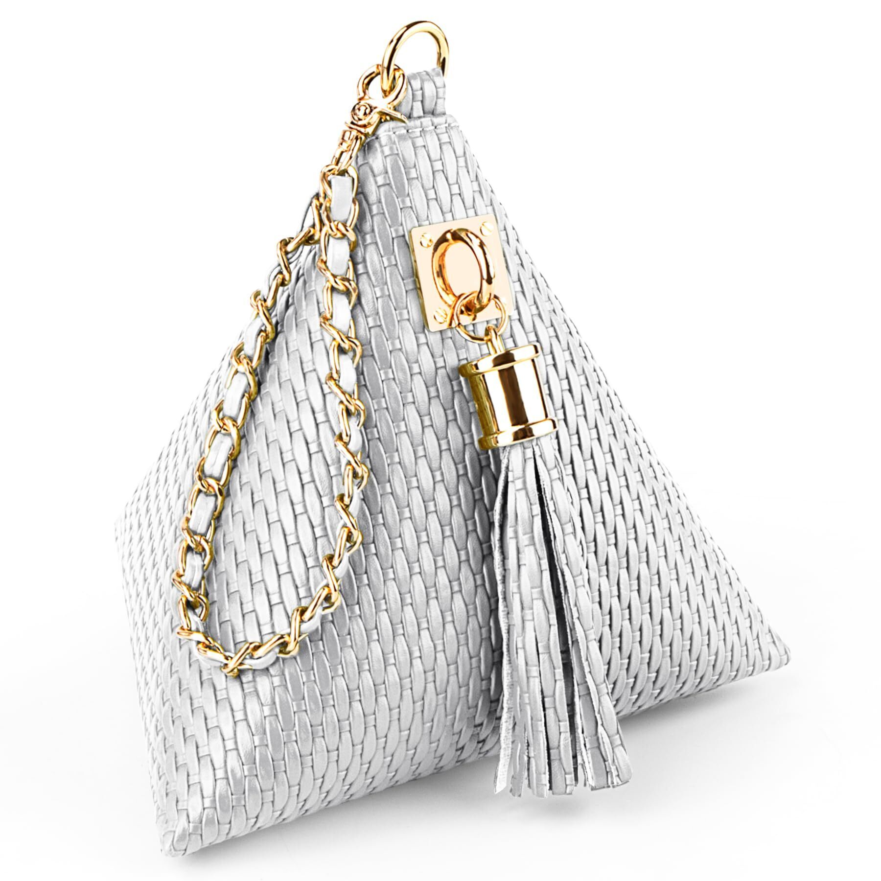 6029 Leather Triangle Wristlet Clutch Purse Handbag  Pyramid Evening
